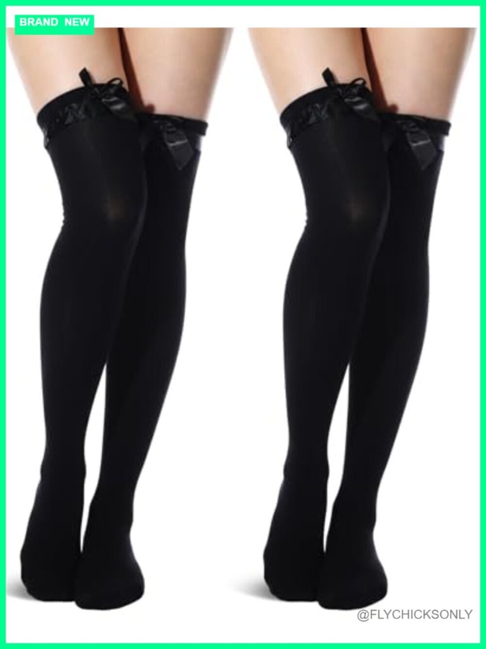 Cotton Knee High Socks with Bow - Thigh High Stockings